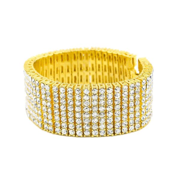 

hip-hop eight-row diamond bracelet exaggerated hand rings european and american fashion bracelet, Black