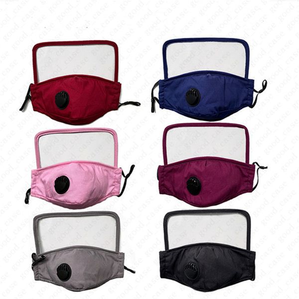 

adults face mask with eye shield washable 2 layers cotton facemask with breather valve people protective safety mouth masks sale d6808, Blue