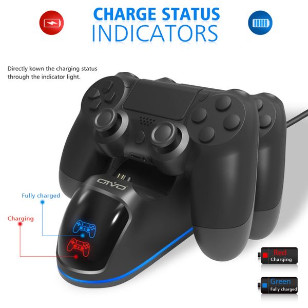 

oivo fast ps4 контроллер зарядки док-станции двойной зарядное стенд с экране состояния для play station 4 / ps4 slim / ps4 pro бесплатно выс