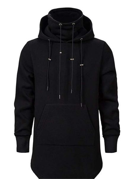 

дизайнер mens casual пуловер водолазка с капюшоном поддельные две пьесы вскользь фуфаек способа осени с длинным рукавом толстовки, Black