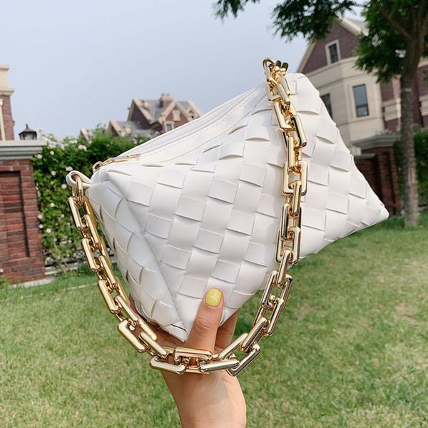 

women's classic pu leather woven bag summer fashion wild chain tote bag design handbag casual shoulder bags