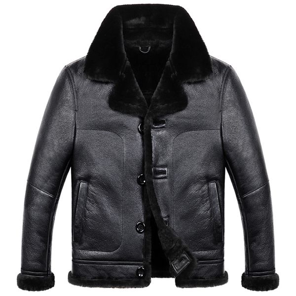 

mens sheepskin shearling coat b3 b6 mens sheepskin bomber jacket short fur coat black color
