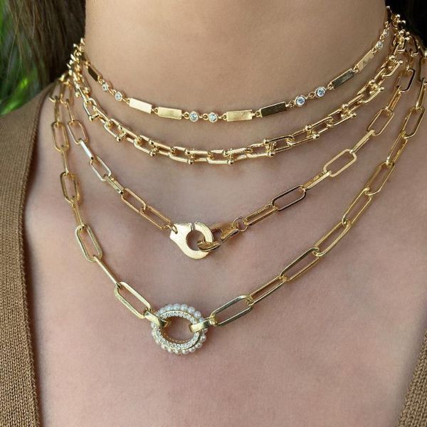 

925 sterling silver gold vermeil jewelry big open link chain european women hand cuff necklace