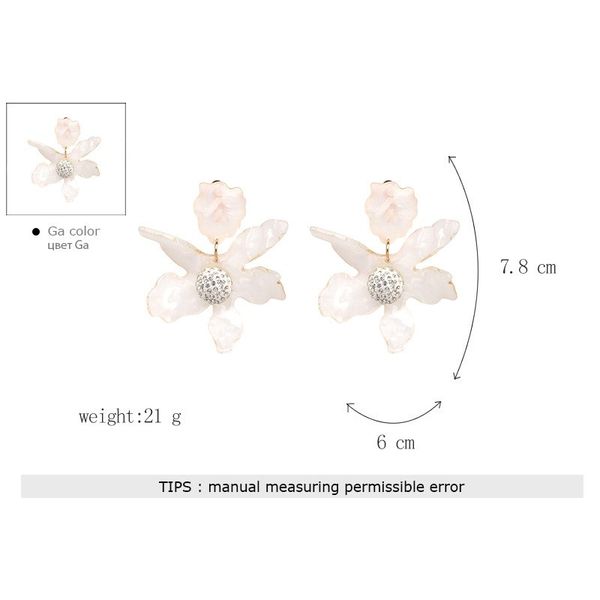 

new 7 colors resin flower dangle earrings fir women girls cross border e-commerce ear accessories party jewelry cel2338, Silver