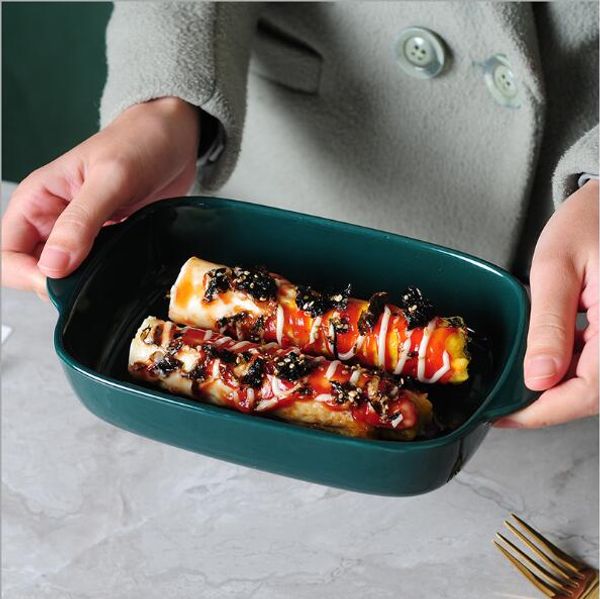 

baked rice with cheese plate microwave oven tray ceramic western dish plate oven special tableware creative dish plate household baking bowl