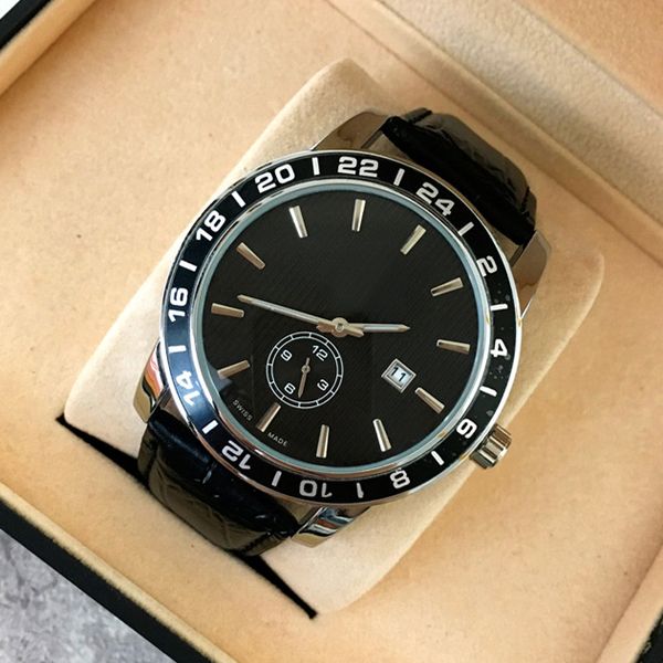 

all dials work wholesale fashion man watch brown/black luxury male wristwatch famous brand men quartz clock big dial 45mm japan movement, Slivery;brown