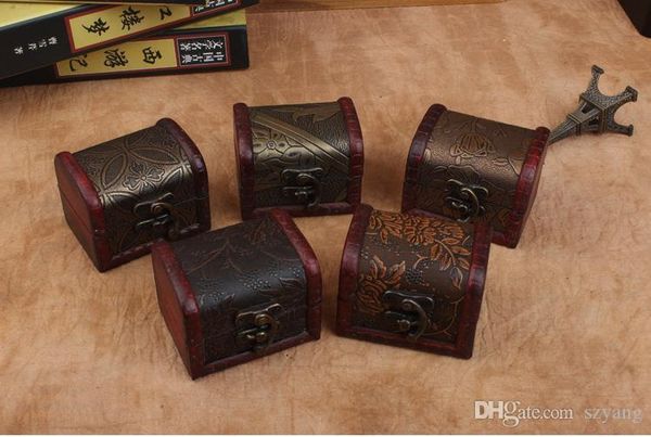 

100pcs vintage jewelry box organizer storage case mini wood flower pattern metal container handmade wooden small boxes sn2415