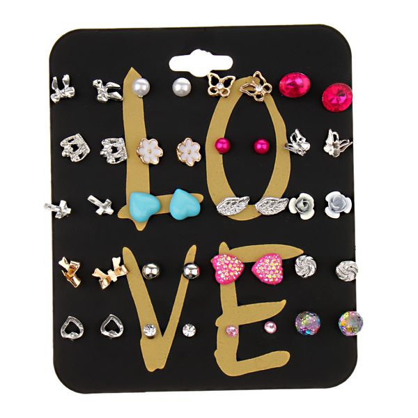 

20 pairs wholesale assorted crown floral ball cross floral stud earrings, Golden