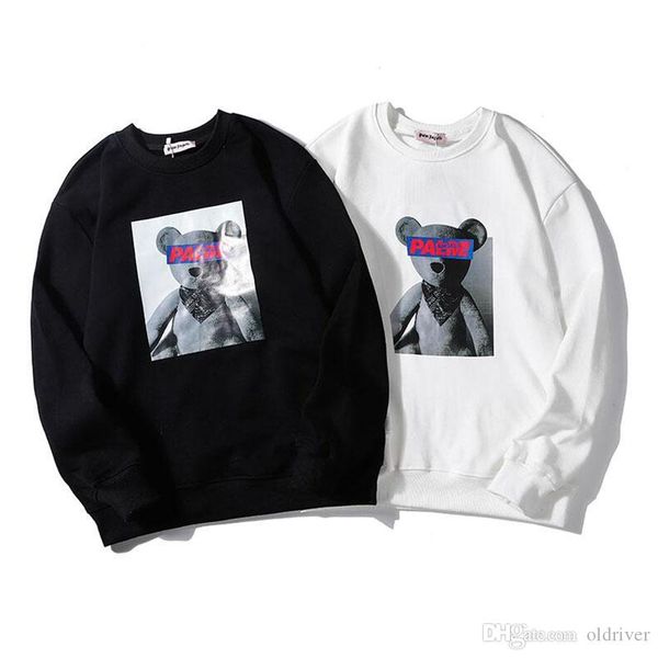 

19fw palm angels hoodie hip hop designer bear print hoodie sweatshirt men women mens pullover hoodies, Black