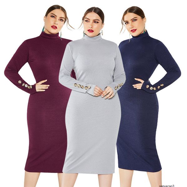 

womens designer solid color banquet dress v-neck long sleeve hip split dress mbxwh, Black;gray