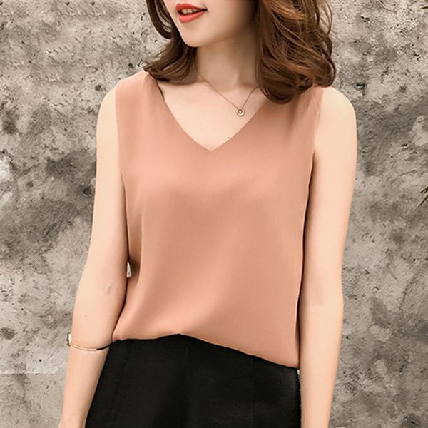 

дизайнер топы блузы для женщин мода женщины топы и блузки 2019 белая блузка рубашка без рукавов плюс размер шифон top блузка blusa 0376, White