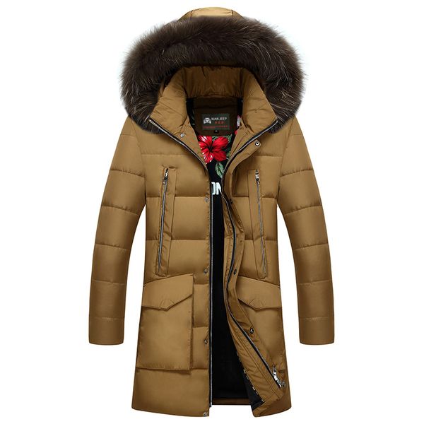 

2018 winter new men's warm long down jacket fashion hooded fur collar casual coat clothes plus size 4xl 5xl hooded fur coat, Black