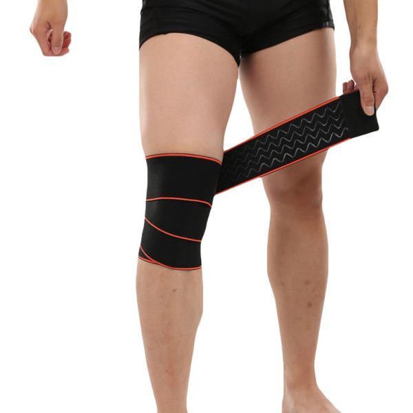 

1 pc elastic compression knee bandages prevent sprain wrapped professional protective brace pads basketball football support, Black;gray