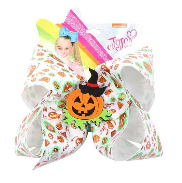 

halloween party jojo siwa bows large print ribbon hair clips girls bowknot festival children hair accessories, Golden;white