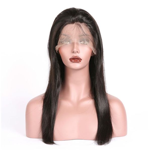 

brazilian straight 360 full lace human hair wigs malaysian 100% unprocessed body wave human hair wigs heat resistant human virgin hair, Black