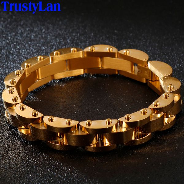 

luxury 14mm wide stainless steel gold bracelet men ladies bracelets for women mens bracelets 2020 friendship jewelry accessories, Black