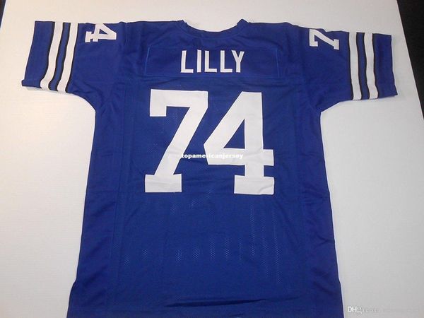 

retro custom sewn stitched #74 bob lilly blue mitchell & ness jersey s-5xl,6xl men's football jerseys rugby, Black;blue