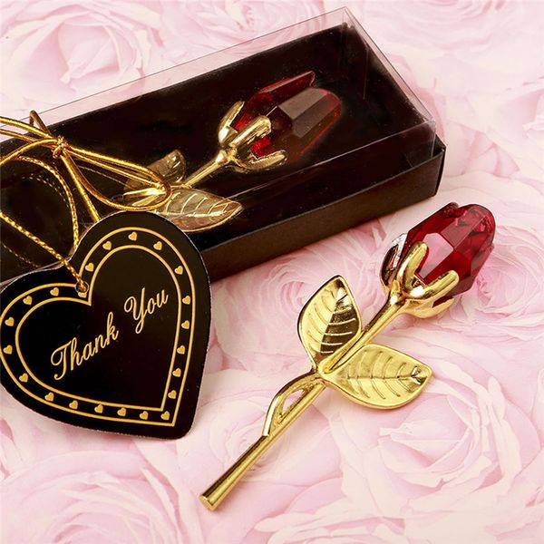 

romantic valentines day gift crystal glass rose flower wedding favors artificial flower with box mother's day decoration a