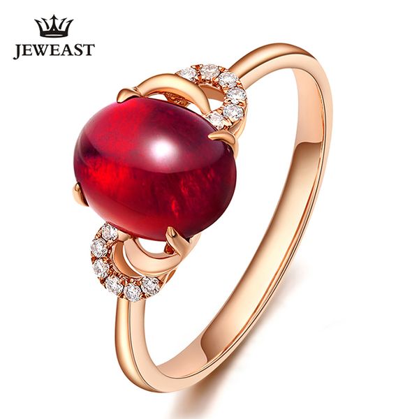 

lszb natural garnet 18k pure gold 2019 new selling ring women heart shape ring for ladies woman genuine jewelry, Golden;silver