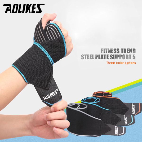 

aolikes 1pcs sports wrist bands wrist support strap wraps hand sprain recovery wristband for cycling tennis gym accessories, Black;red