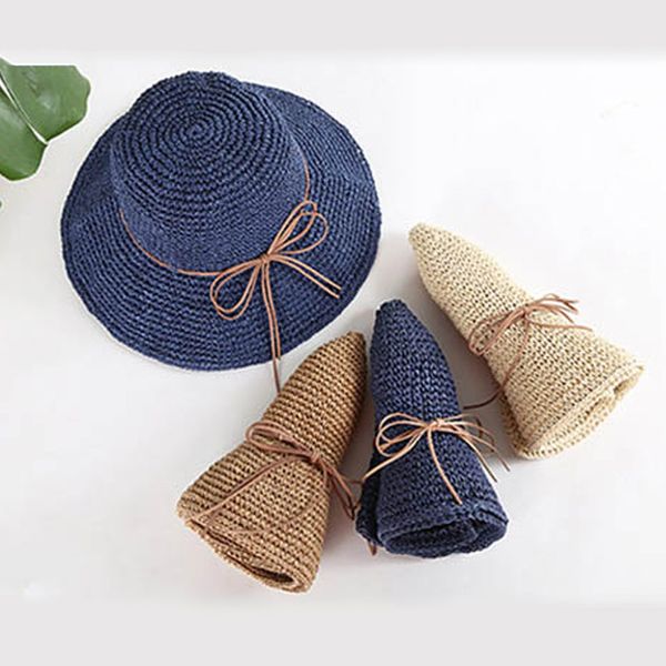 

simple women's straw hats summer sun hats for women lady beach hats wide brim foldable sunscreen cap