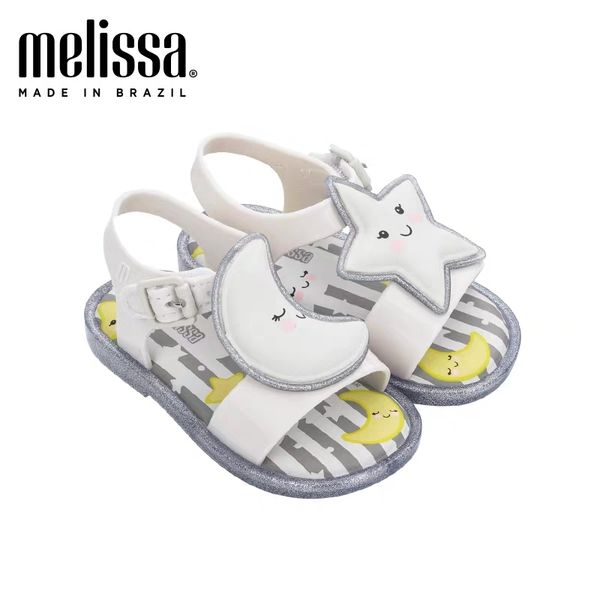 

mini melissa mar sandal sweet dreams girl jelly shoes sandals 2020 baby shoes star moon melissa sandals kids non-slip princess t200430, Black;red