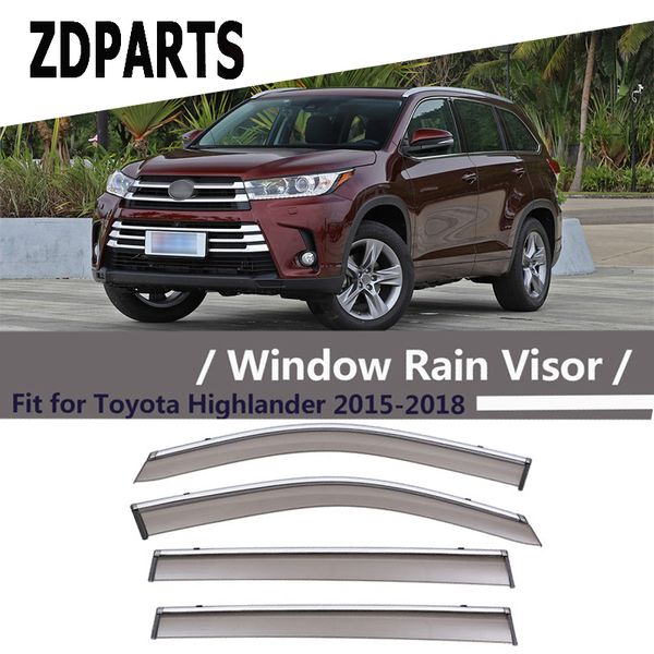 

zdparts 4pcs car wind deflector sun guard rain wind vent visor cover trim accessories for toyota highlander 2018 2015 2016 2017