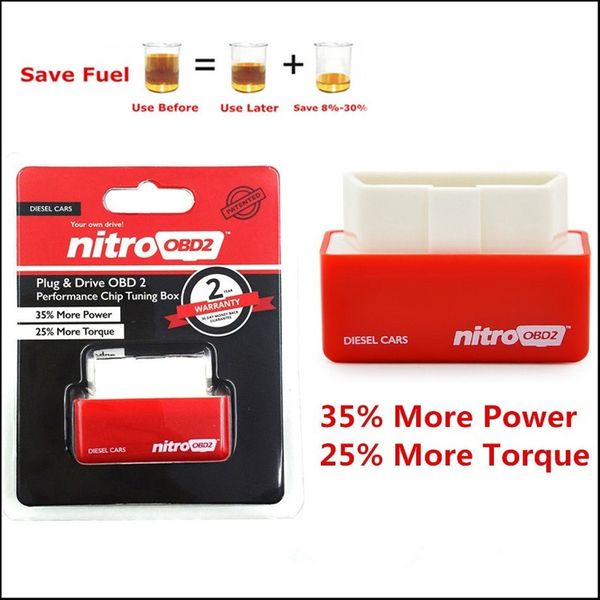 

15% fuel save nitro obd2 performance chip tuning box plug & drive obdii interface fit benzine petrol gasoline with retail box