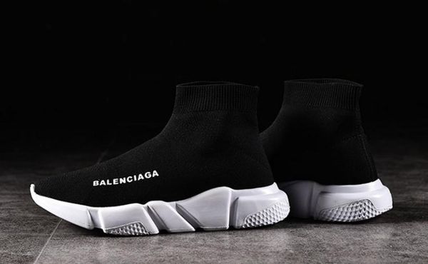 

AQ4 2019 размер 36-45 дизайнер люксовый бренд носок обувь черный красный Париж скольжения на высоком верху Мужчины Женщины Повседневная плоские туфли кроссовки спортивная обувь