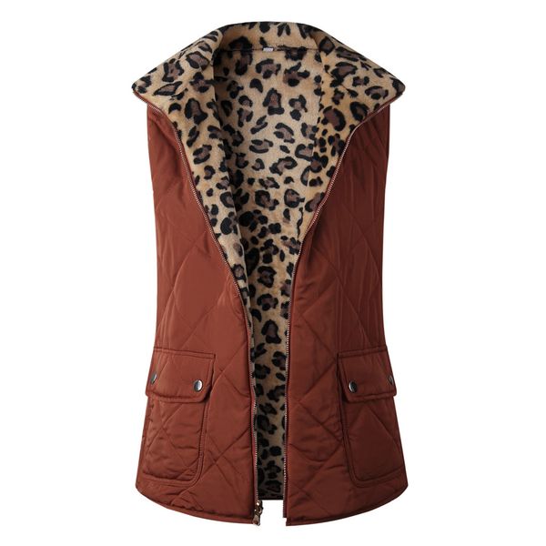 

jaycosin women's coat fashion women leopard two wear sleeveless pullover blouse open front jacket coat outwear winter vest, Black;white