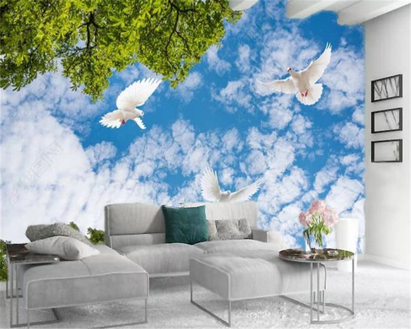 

3d обои mural azure sky dove home decor гостиная спальня wallcovering hd обои