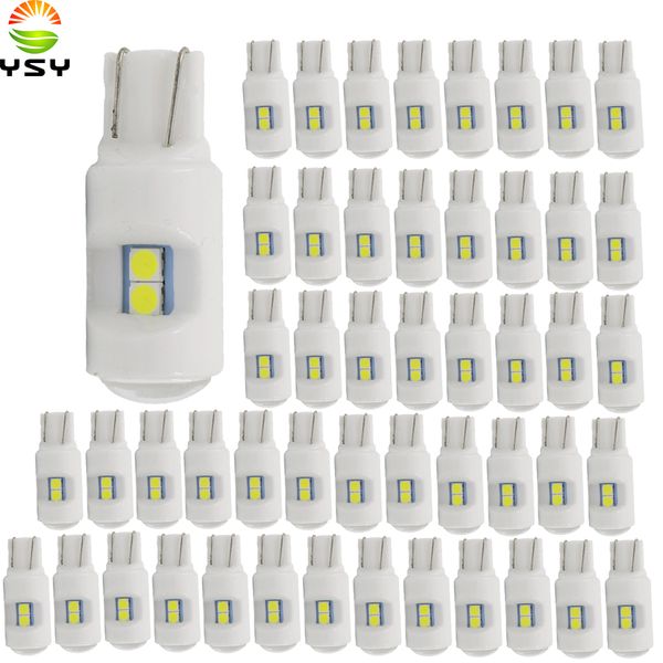 

ysy 50pcs new ceramic car interior led t10 3030 6smd w5w 168 wedge door instrument side bulb lamp car light ice blue/blue/pink