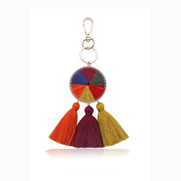 

1 pcs handmade colorful tassel keychains key ring bag hanging key chains for women girls bohemian jewelry, Silver
