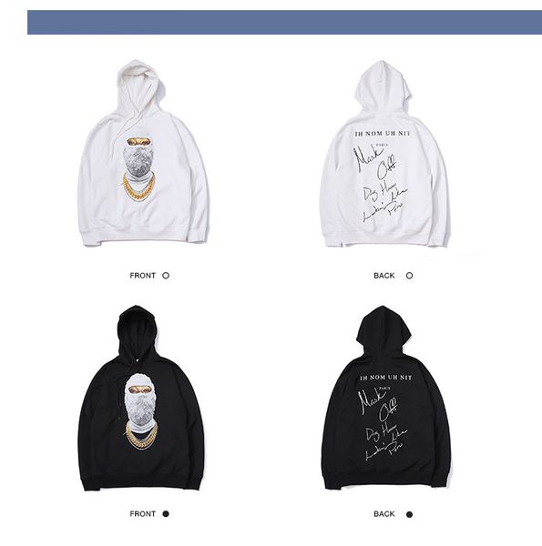 

mens designer hoodies luxury hiphop wear fashion trendy masked mans sweater trendy loose mens clothes 2019 new excellent quality, Black