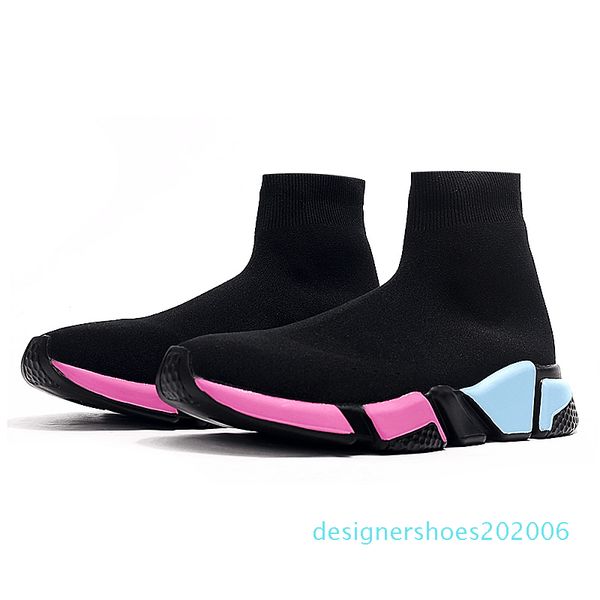 

2019 new paris speed trainers knit sock shoe original luxury designer mens womens sneakers high casual shoes d06, Black