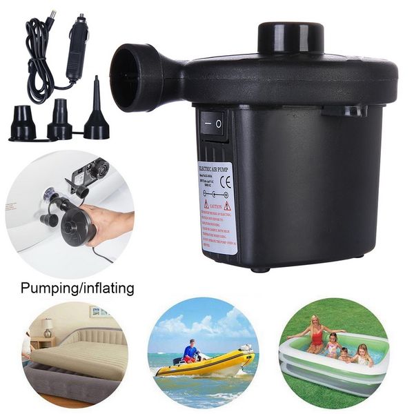 

electric quick-fill air pump for inflatable blow up pool raft bed boat toy 1set 3 pcs nozzles