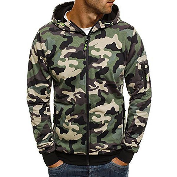 

men's hoodies & sweatshirts 2021 camouflage men sweatshirt male camo hoody hip hop autumn fleece cardigan hoodie plus size xxxl, Black
