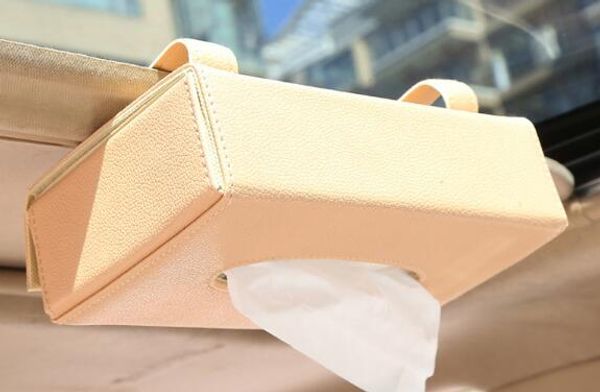 

container napkins holder car styling tissue box portable convenient car tissue box cover leather interior accessories