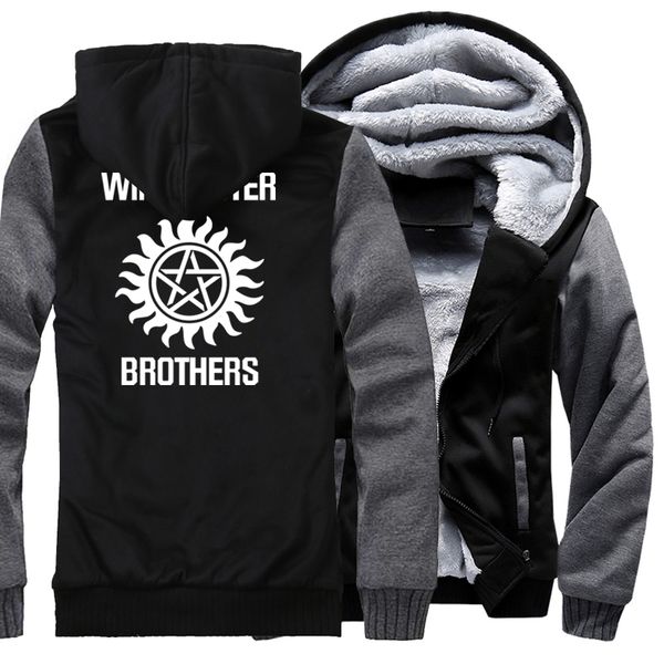 

new arrival hoodies men 2019 winter brand clothing streetwear sweatshirts men hoody winchester brothers print tracksuit hoodie, Black