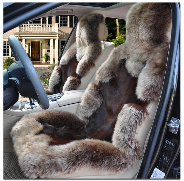 

wine red wolf sheep car wool cushion universal car seat cushion short auto interior accessories
