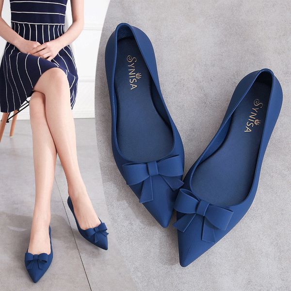 

sailing lu women sandals 2019 summer jelly flats ladies shoes beach sand soft pointy toe female bow-knot leisure creeper xwd7728, Black