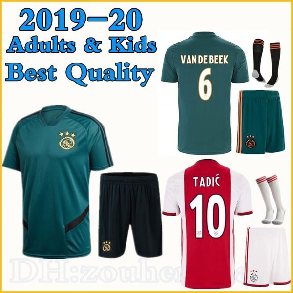 

2019 2020 ajax kids soccer jersey kit 19 20 home away squad training suite tadic ziyech jong de ligt neres maillots, Black