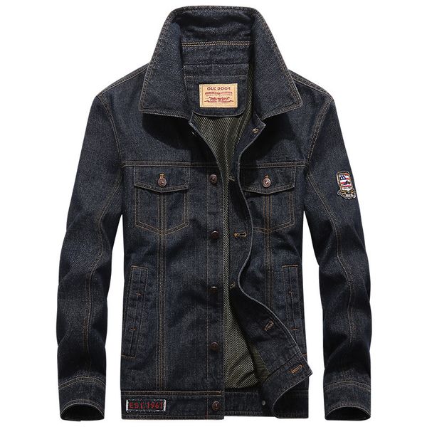 

brand jeans coat cowboy multi pocket cargo denim jacket men jacket men plus size 4xl 5xl casual spring autumn, Black;brown