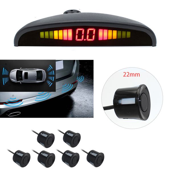 

6 sensors 22mm car led backlight display parking sensor reverse backup radar ultrasonic detector assistance monitor system