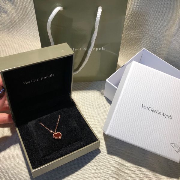 

jewelry designer necklace women luxury pendant famous brand heart-shaped love red silver Collar Bijoux de dames gift