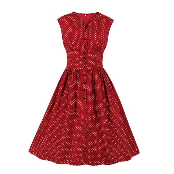 

v neck vestidos women short sleeve buttoned small dot print dress, White;black