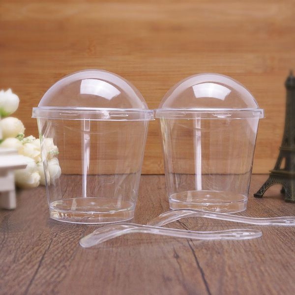 

disposable plastic mousse cup with lid and spoon tiramisu muffin cake cups clear dessert package cup