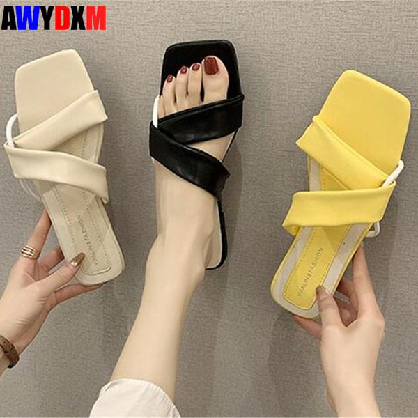 

flat slippers women's summer open toe shoes women pu leather soft comfort slipper ladies outside casual beach slides female 2020, Black