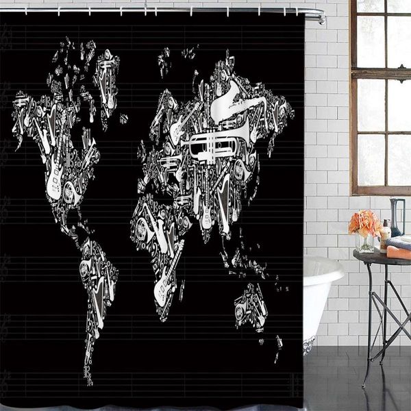 

shower curtains modern curtain musical instrument guitar bathroom decor waterproof fabric