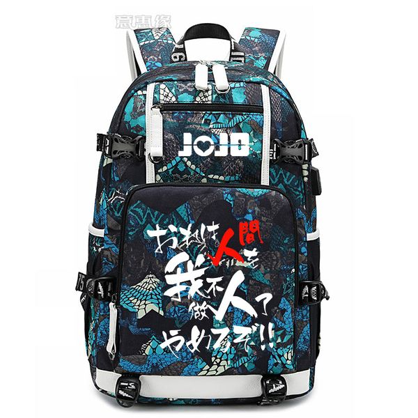 

new street style jojo's bizarre adventure school bags for girls usb charging backpack waterproof travel lapbag